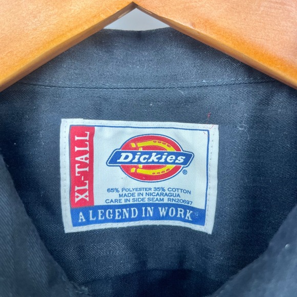 Vintage Dickies Men's XL TALL Button Up Work Shirt Black Short Sleeve Workwear - Picture 5 of 11